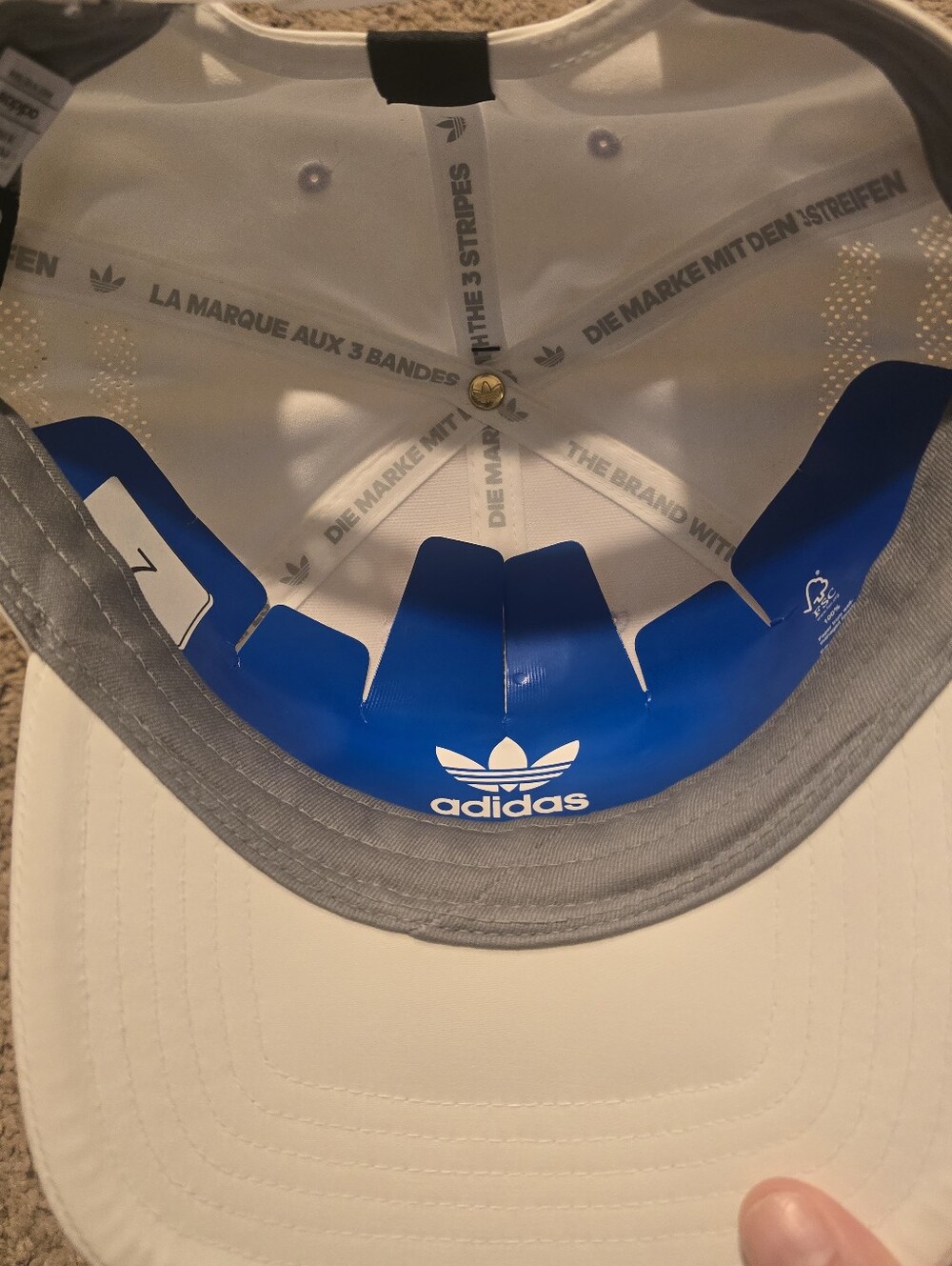 Men's Adidas Trefoil Logo White Adjustable Snapback Hat Cap NEW With Tags - Picture 5 of 6